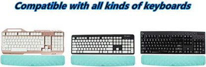 Keyboard Wrist Rest Support Cushion Pad for Computer, Laptop, Office Work, PC Gaming - Memory Foam Gel with Massage Holes Design - Non-Slip Easy Typing Wrist Pain Relief (Black Keyboard Pad)