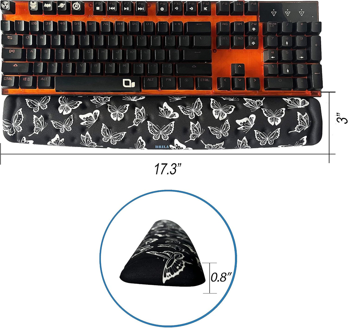 Keyboard Wrist Rest Support Cushion Pad for Computer, Laptop, Office Work, PC Gaming - Memory Foam Gel with Massage Holes Design - Non-Slip Easy Typing Wrist Pain Relief (Black Keyboard Pad)