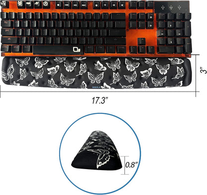 Keyboard Wrist Rest Support Cushion Pad for Computer, Laptop, Office Work, PC Gaming - Memory Foam Gel with Massage Holes Design - Non-Slip Easy Typing Wrist Pain Relief (Black Keyboard Pad)