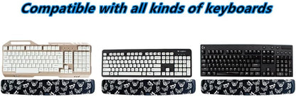 Keyboard Wrist Rest Support Cushion Pad for Computer, Laptop, Office Work, PC Gaming - Memory Foam Gel with Massage Holes Design - Non-Slip Easy Typing Wrist Pain Relief (Black Keyboard Pad)