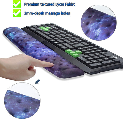 Keyboard Wrist Rest Support Cushion Pad for Computer, Laptop, Office Work, PC Gaming - Memory Foam Gel with Massage Holes Design - Non-Slip Easy Typing Wrist Pain Relief (Black Keyboard Pad)