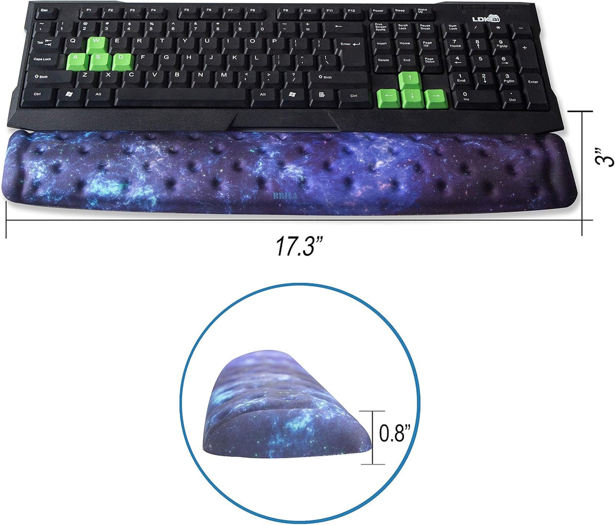 Keyboard Wrist Rest Support Cushion Pad for Computer, Laptop, Office Work, PC Gaming - Memory Foam Gel with Massage Holes Design - Non-Slip Easy Typing Wrist Pain Relief (Black Keyboard Pad)