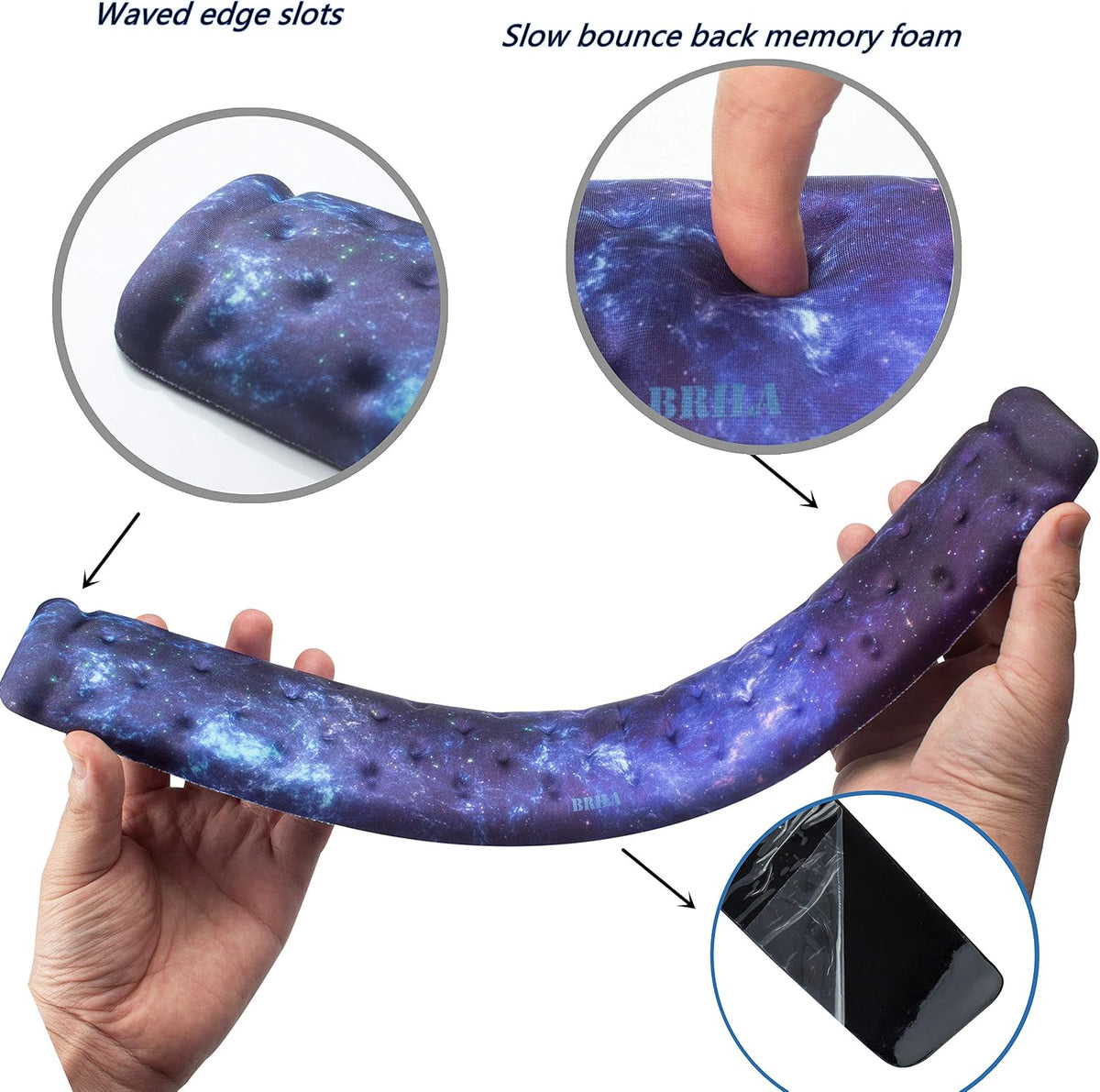 Keyboard Wrist Rest Support Cushion Pad for Computer, Laptop, Office Work, PC Gaming - Memory Foam Gel with Massage Holes Design - Non-Slip Easy Typing Wrist Pain Relief (Black Keyboard Pad)