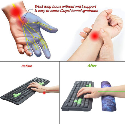 Keyboard Wrist Rest Support Cushion Pad for Computer, Laptop, Office Work, PC Gaming - Memory Foam Gel with Massage Holes Design - Non-Slip Easy Typing Wrist Pain Relief (Black Keyboard Pad)
