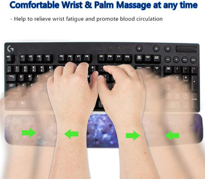 Keyboard Wrist Rest Support Cushion Pad for Computer, Laptop, Office Work, PC Gaming - Memory Foam Gel with Massage Holes Design - Non-Slip Easy Typing Wrist Pain Relief (Black Keyboard Pad)