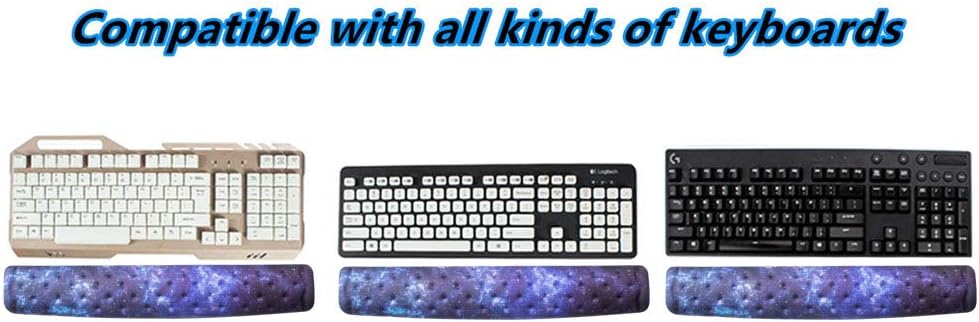 Keyboard Wrist Rest Support Cushion Pad for Computer, Laptop, Office Work, PC Gaming - Memory Foam Gel with Massage Holes Design - Non-Slip Easy Typing Wrist Pain Relief (Black Keyboard Pad)