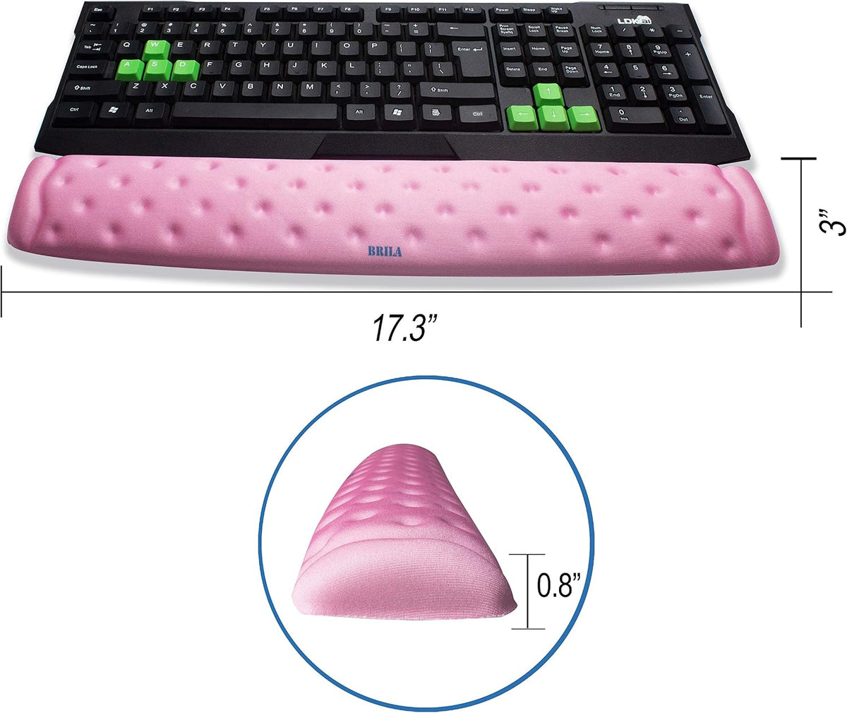 Keyboard Wrist Rest Support Cushion Pad for Computer, Laptop, Office Work, PC Gaming - Memory Foam Gel with Massage Holes Design - Non-Slip Easy Typing Wrist Pain Relief (Black Keyboard Pad)
