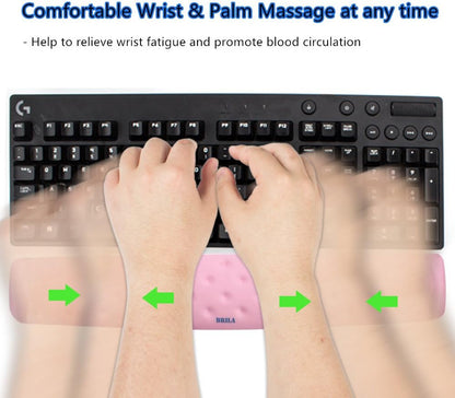 Keyboard Wrist Rest Support Cushion Pad for Computer, Laptop, Office Work, PC Gaming - Memory Foam Gel with Massage Holes Design - Non-Slip Easy Typing Wrist Pain Relief (Black Keyboard Pad)