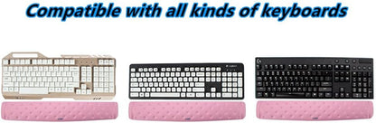 Keyboard Wrist Rest Support Cushion Pad for Computer, Laptop, Office Work, PC Gaming - Memory Foam Gel with Massage Holes Design - Non-Slip Easy Typing Wrist Pain Relief (Black Keyboard Pad)