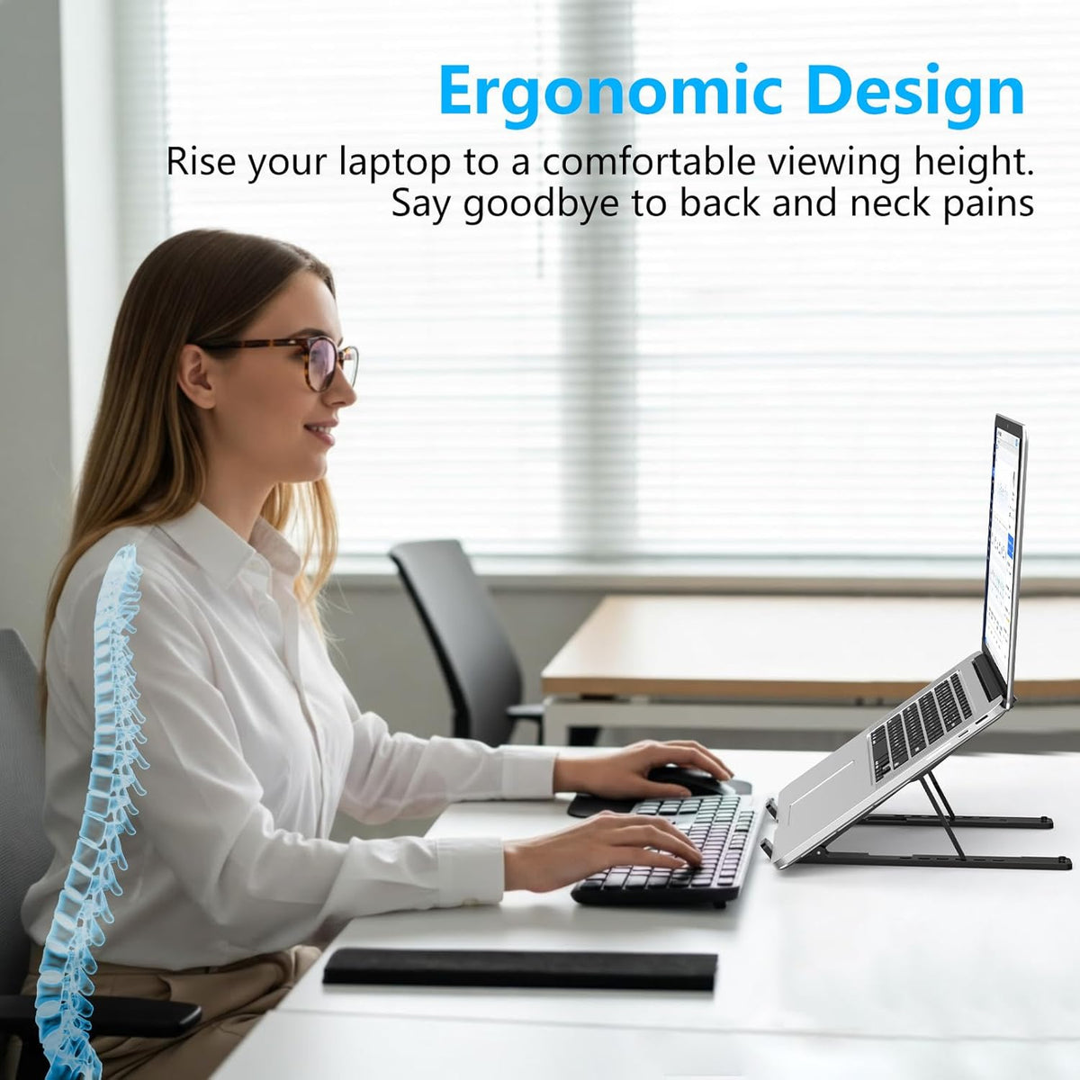 Adjustable Laptop Stand, Portable Laptop Riser for Desk