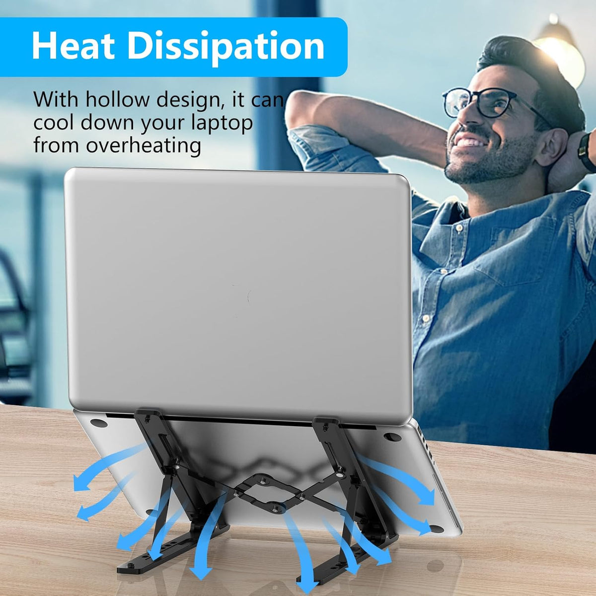 Adjustable Laptop Stand, Portable Laptop Riser for Desk