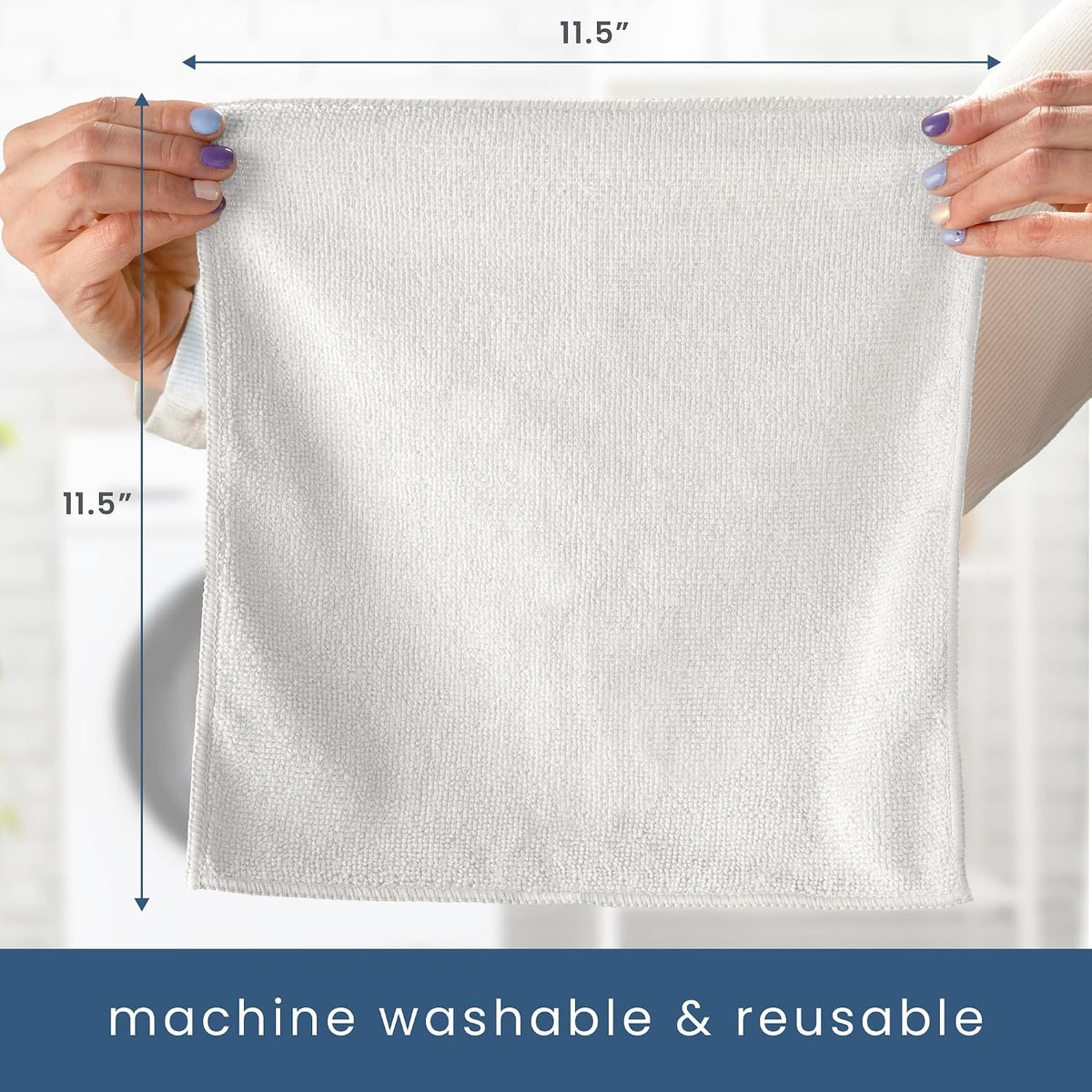 . Microfiber Cleaning Cloth, 50 Pack, 11.5" x 11.5", White