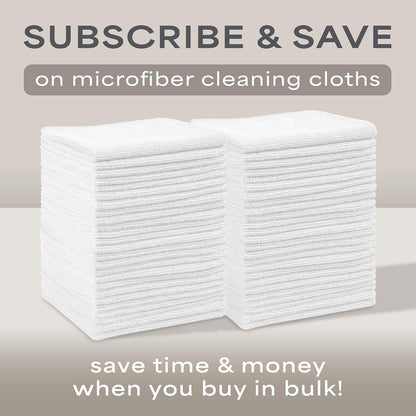 . Microfiber Cleaning Cloth, 50 Pack, 11.5" x 11.5", White