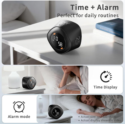 Cube Productivity Timer, 25/5/10/45 Min Presets, Desk Flip Timer for Pomodoro Study Sessions, Vibration & Custom Modes for ADHD, Work, Study & Kitchen (Black)
