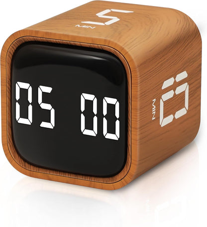Cube Productivity Timer, 25/5/10/45 Min Presets, Desk Flip Timer for Pomodoro Study Sessions, Vibration & Custom Modes for ADHD, Work, Study & Kitchen (Black)
