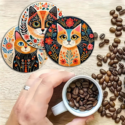 Wood Coasters Set of 8 - Handcrafted Drink Coaster Thick Heat-Resistant for Office, Bar, Farmhouse - Cute Turtle Drink Cup Coasters for Table Protection
