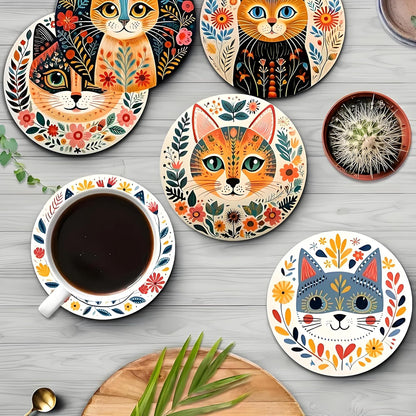Wood Coasters Set of 8 - Handcrafted Drink Coaster Thick Heat-Resistant for Office, Bar, Farmhouse - Cute Turtle Drink Cup Coasters for Table Protection