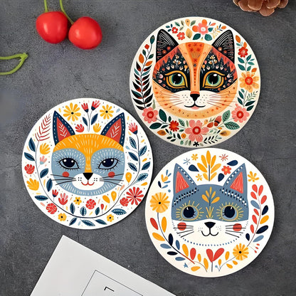 Wood Coasters Set of 8 - Handcrafted Drink Coaster Thick Heat-Resistant for Office, Bar, Farmhouse - Cute Turtle Drink Cup Coasters for Table Protection
