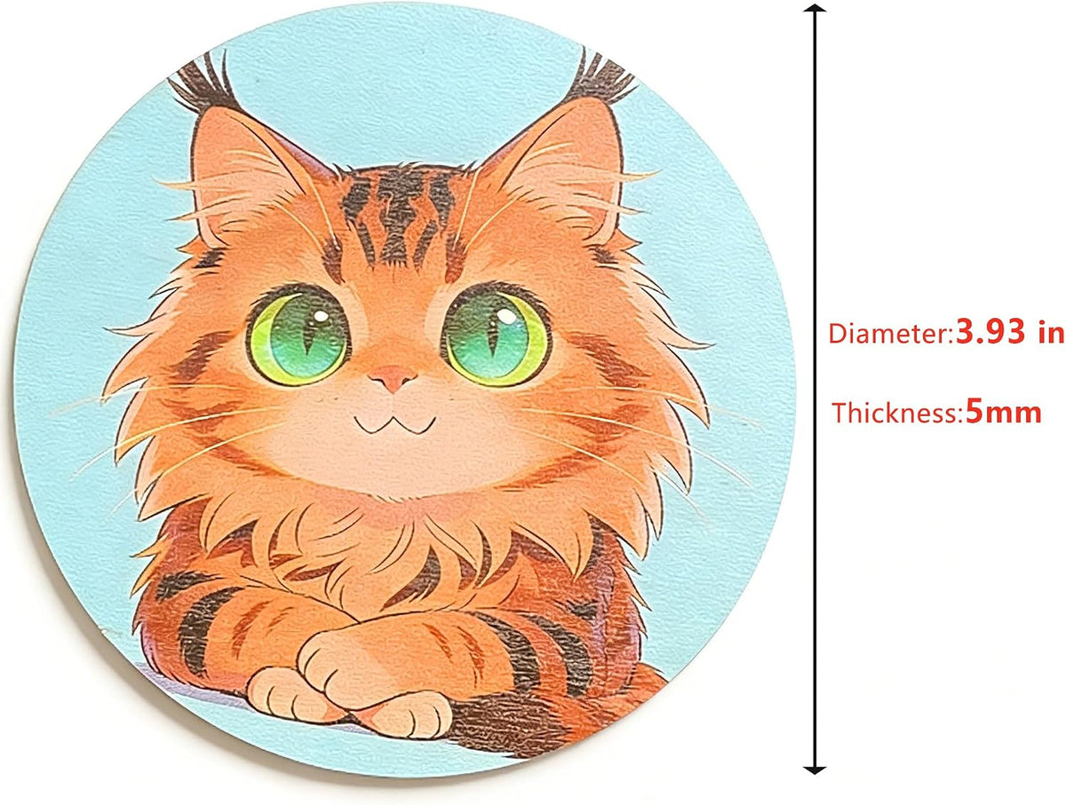 Wood Coasters Set of 8 - Handcrafted Drink Coaster Thick Heat-Resistant for Office, Bar, Farmhouse - Cute Turtle Drink Cup Coasters for Table Protection