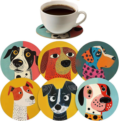 Wood Coasters Set of 8 - Handcrafted Drink Coaster Thick Heat-Resistant for Office, Bar, Farmhouse - Cute Turtle Drink Cup Coasters for Table Protection