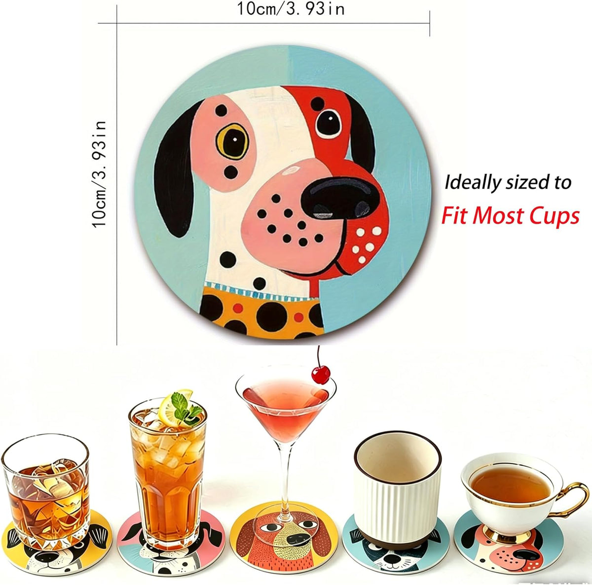 Wood Coasters Set of 8 - Handcrafted Drink Coaster Thick Heat-Resistant for Office, Bar, Farmhouse - Cute Turtle Drink Cup Coasters for Table Protection