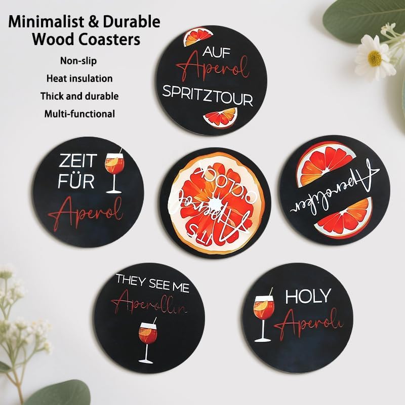 Wood Coasters Set of 8 - Handcrafted Drink Coaster Thick Heat-Resistant for Office, Bar, Farmhouse - Cute Turtle Drink Cup Coasters for Table Protection