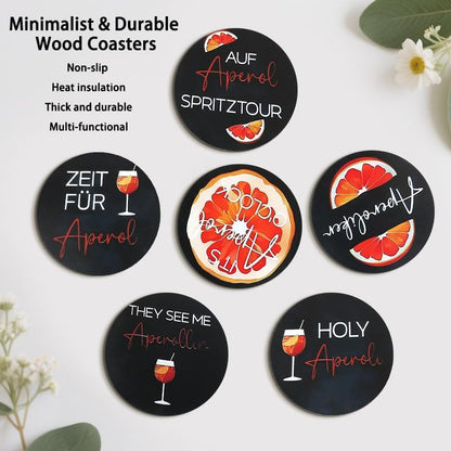 Wood Coasters Set of 8 - Handcrafted Drink Coaster Thick Heat-Resistant for Office, Bar, Farmhouse - Cute Turtle Drink Cup Coasters for Table Protection
