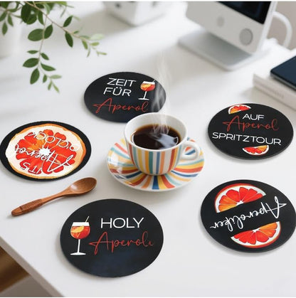 Wood Coasters Set of 8 - Handcrafted Drink Coaster Thick Heat-Resistant for Office, Bar, Farmhouse - Cute Turtle Drink Cup Coasters for Table Protection