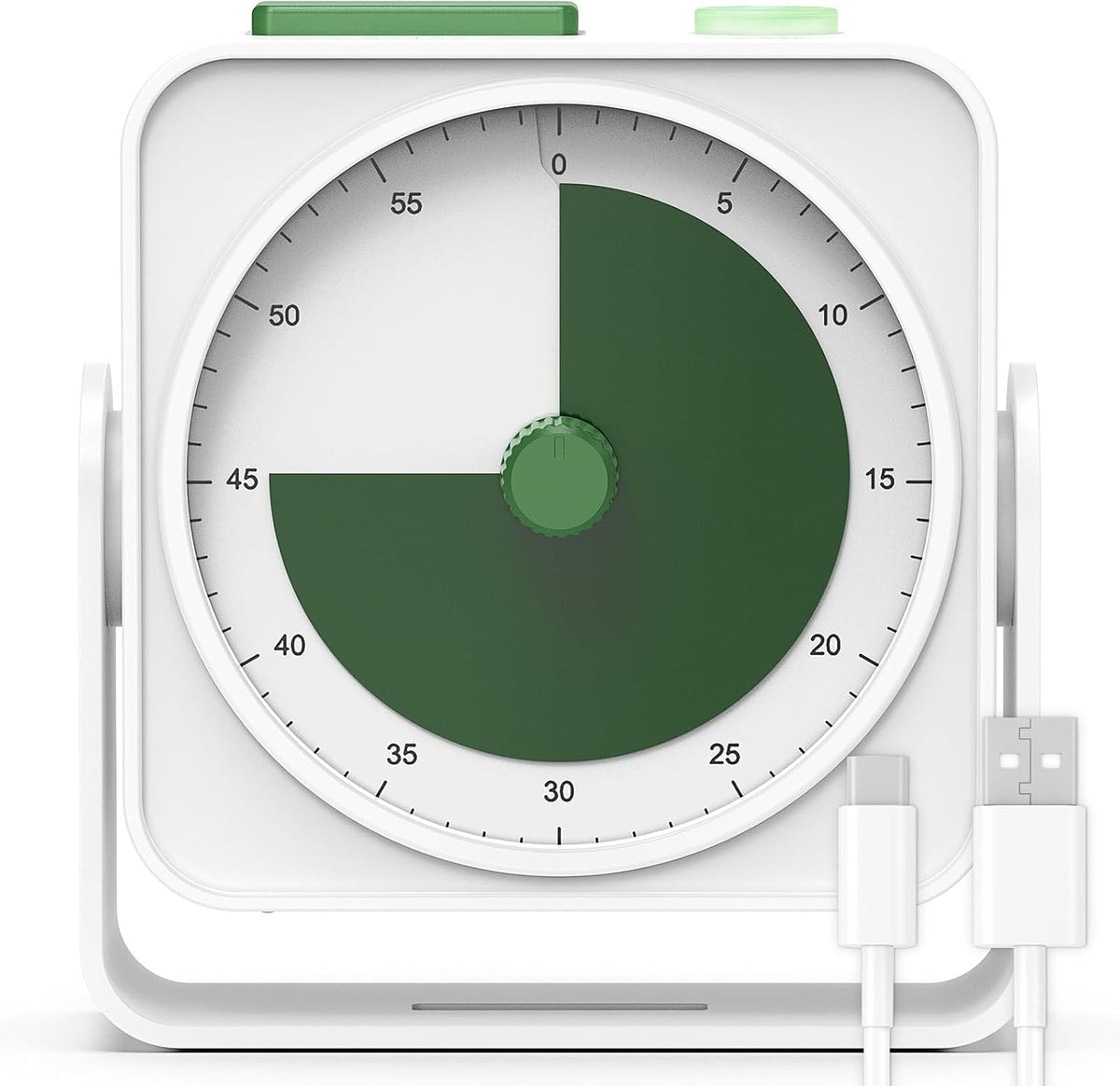 Rechargeable Visual Timer 60-Minute for Classroom Countdown Stopwatch Timer, w/Adjustable Stand for Homeschool Supplies Study Time Management Tool, for Desk Office Work Meetings, Mute Function, White