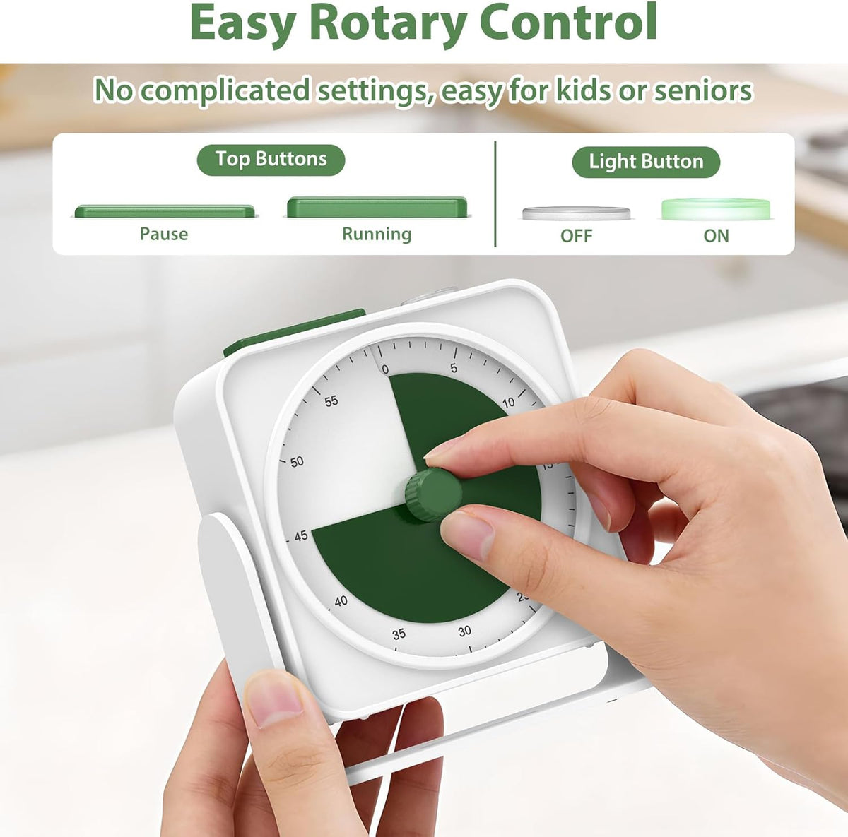 Rechargeable Visual Timer 60-Minute for Classroom Countdown Stopwatch Timer, w/Adjustable Stand for Homeschool Supplies Study Time Management Tool, for Desk Office Work Meetings, Mute Function, White