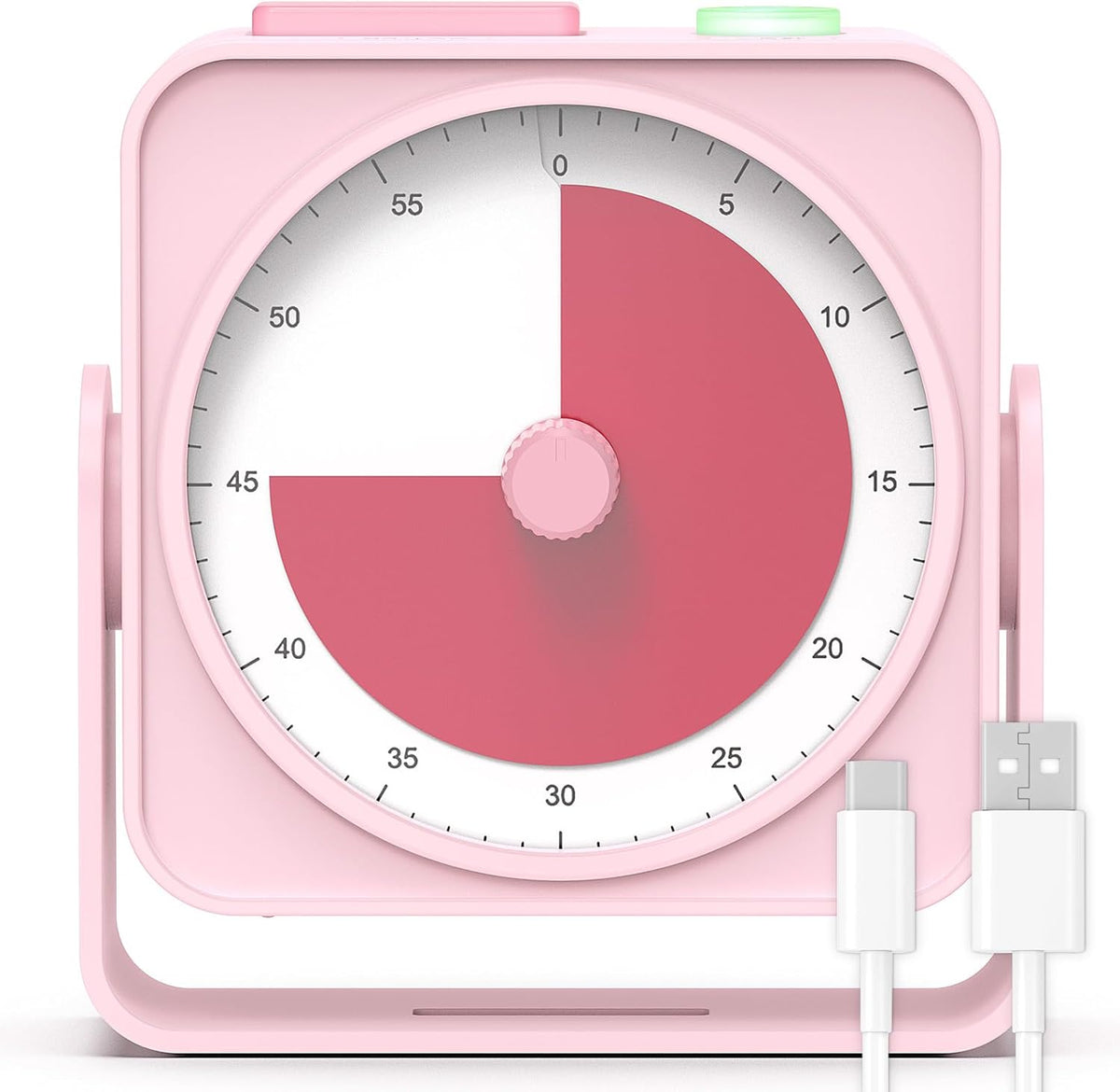 Rechargeable Visual Timer 60-Minute for Classroom Countdown Stopwatch Timer, w/Adjustable Stand for Homeschool Supplies Study Time Management Tool, for Desk Office Work Meetings, Mute Function, White