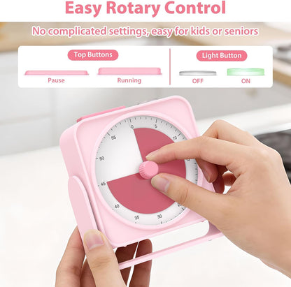Rechargeable Visual Timer 60-Minute for Classroom Countdown Stopwatch Timer, w/Adjustable Stand for Homeschool Supplies Study Time Management Tool, for Desk Office Work Meetings, Mute Function, White