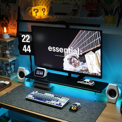 Bamboo Monitor Stand Riser, Natural Desk Shelf with Acrylic Legs