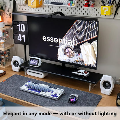Bamboo Monitor Stand Riser, Natural Desk Shelf with Acrylic Legs