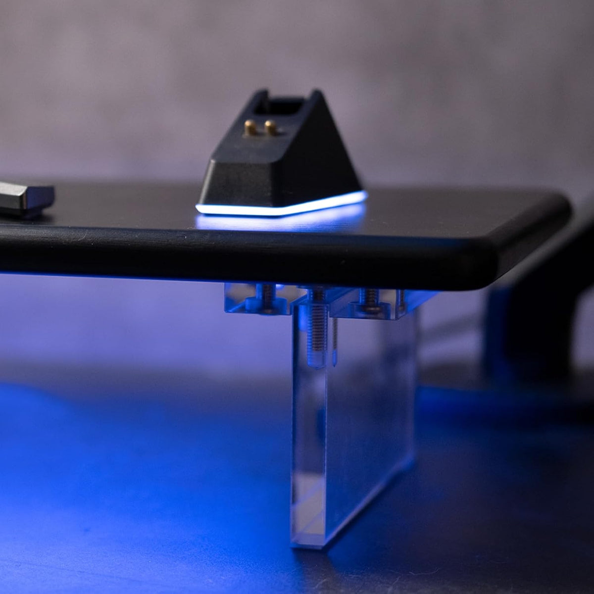 Bamboo Monitor Stand Riser, Natural Desk Shelf with Acrylic Legs