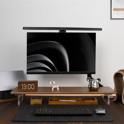 Bamboo Monitor Stand Riser, Natural Desk Shelf with Acrylic Legs
