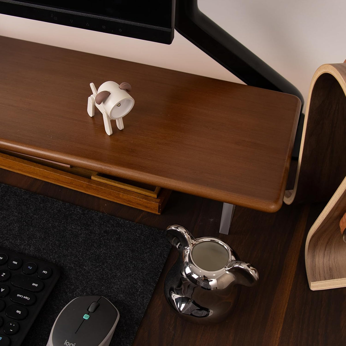 Bamboo Monitor Stand Riser, Natural Desk Shelf with Acrylic Legs