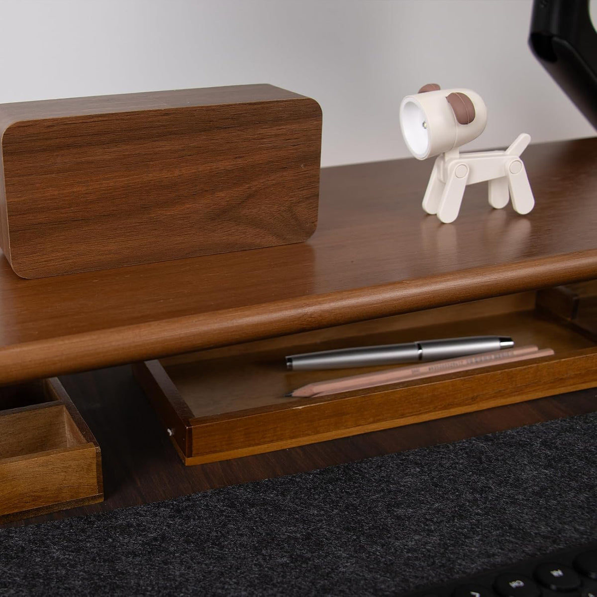 Bamboo Monitor Stand Riser, Natural Desk Shelf with Acrylic Legs
