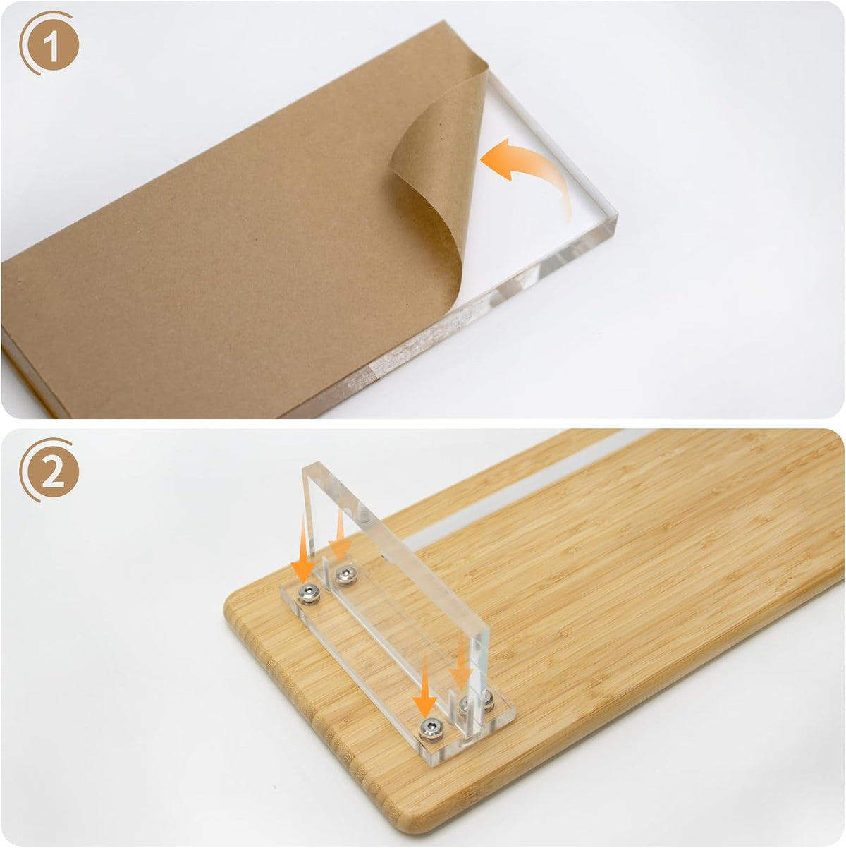 Bamboo Monitor Stand Riser, Natural Desk Shelf with Acrylic Legs
