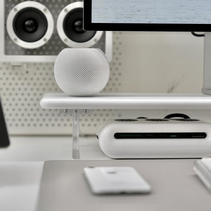 Bamboo Monitor Stand Riser, Natural Desk Shelf with Acrylic Legs