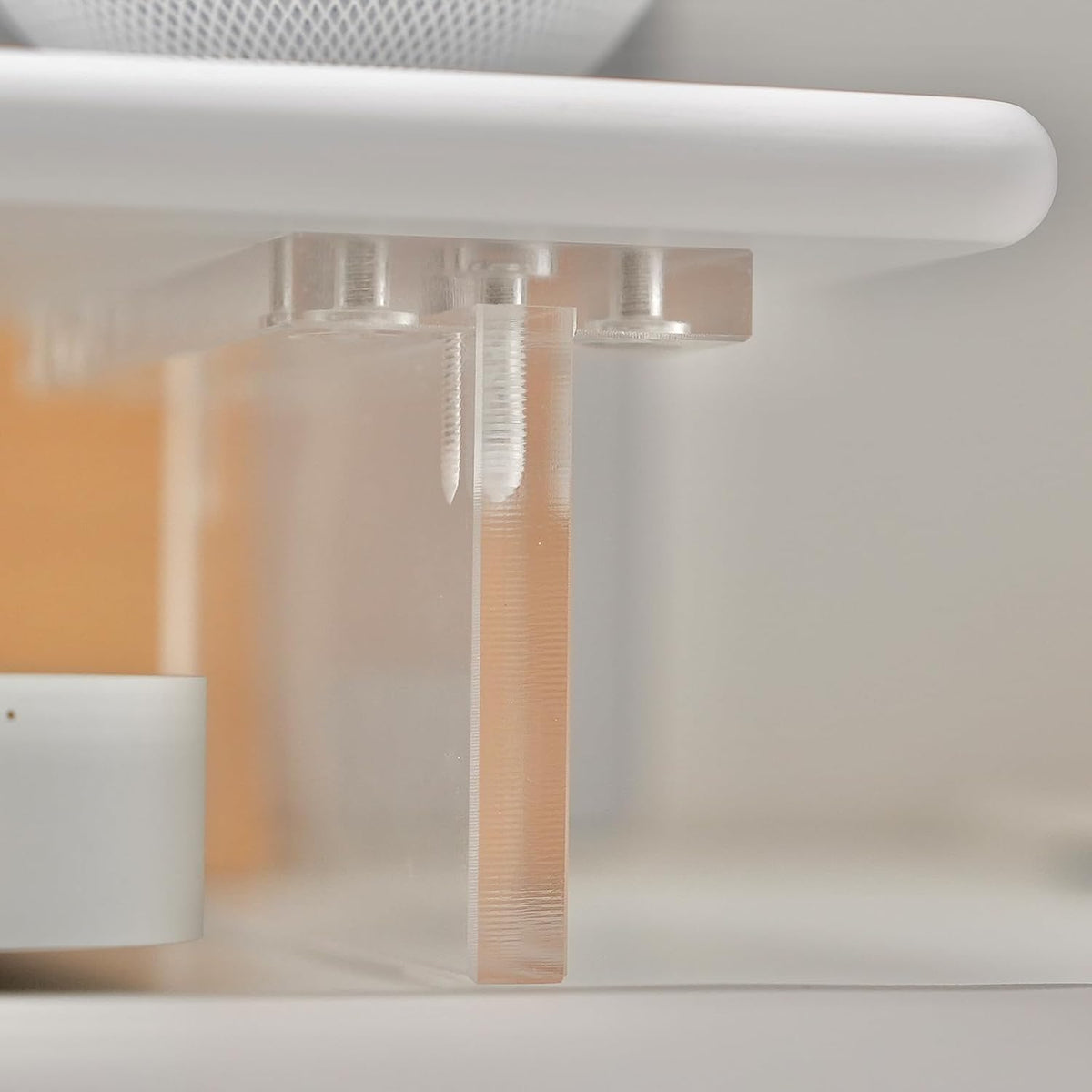 Bamboo Monitor Stand Riser, Natural Desk Shelf with Acrylic Legs