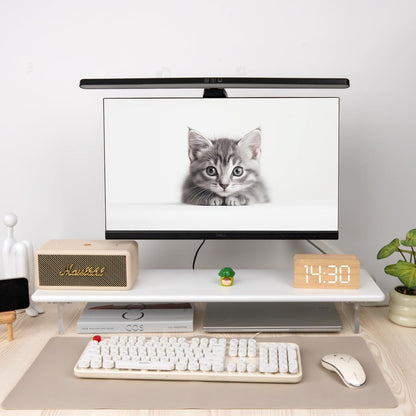 Bamboo Monitor Stand Riser, Natural Desk Shelf with Acrylic Legs