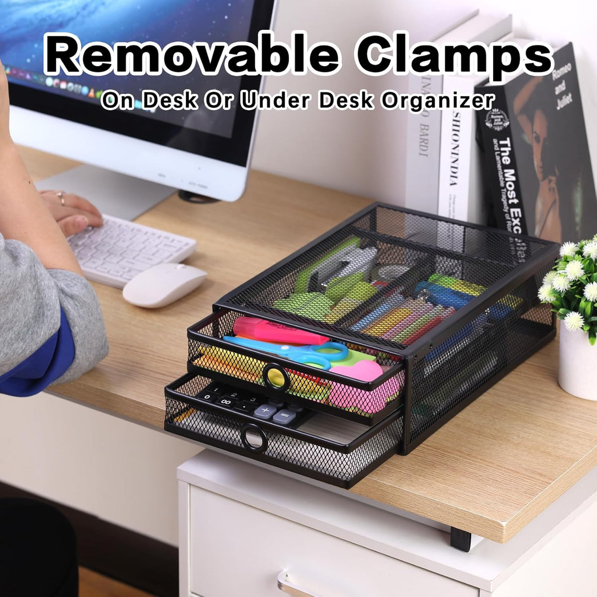 Under Desk & Desktop Drawer Organizer, 2-Tier Big Capacity