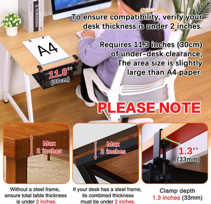 Under Desk & Desktop Drawer Organizer, 2-Tier Big Capacity