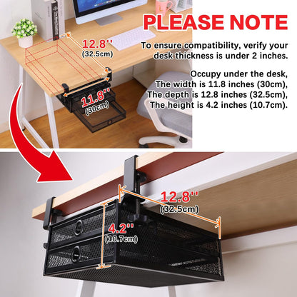Under Desk & Desktop Drawer Organizer, 2-Tier Big Capacity