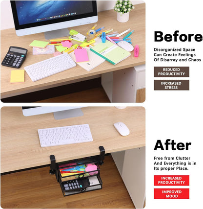 Under Desk & Desktop Drawer Organizer, 2-Tier Big Capacity