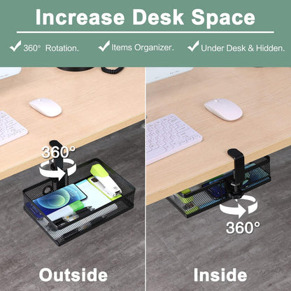 Under Desk & Desktop Drawer Organizer, 2-Tier Big Capacity