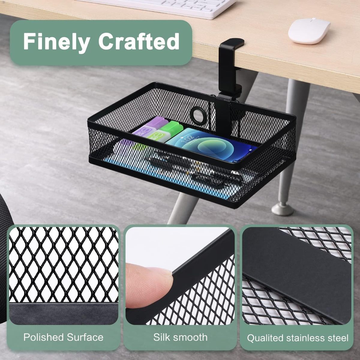 Under Desk & Desktop Drawer Organizer, 2-Tier Big Capacity