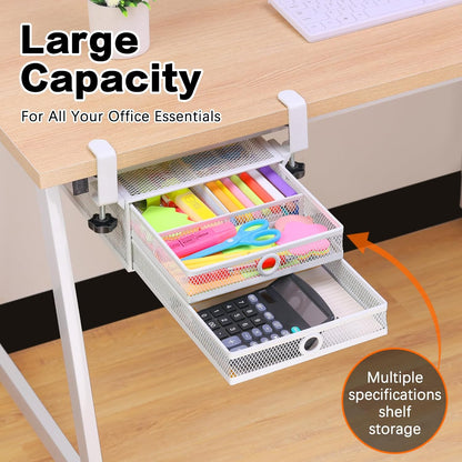 Under Desk & Desktop Drawer Organizer, 2-Tier Big Capacity