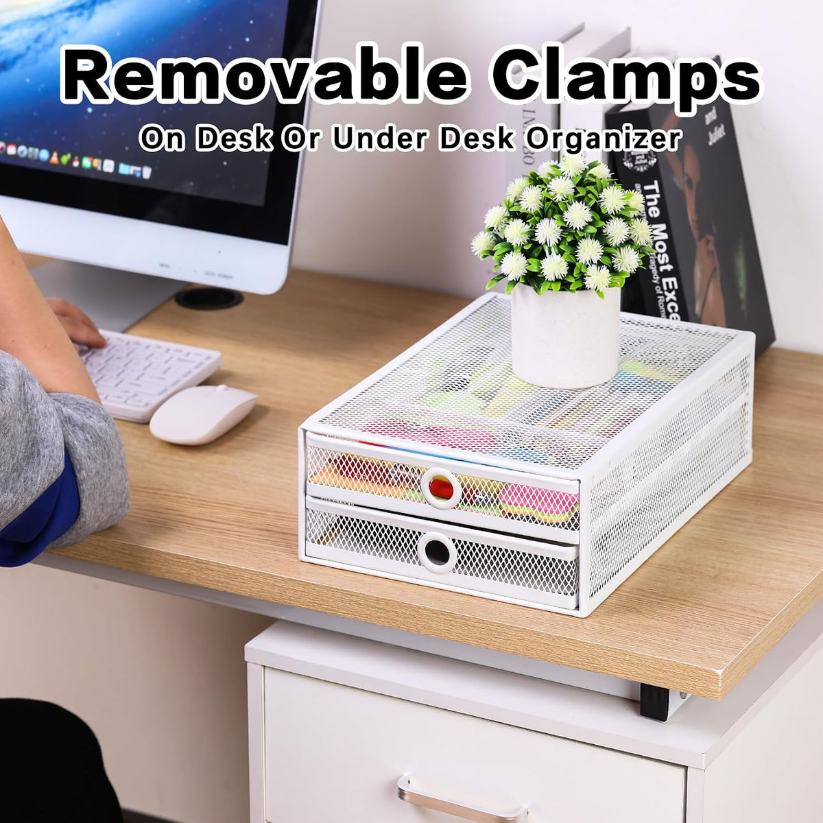 Under Desk & Desktop Drawer Organizer, 2-Tier Big Capacity